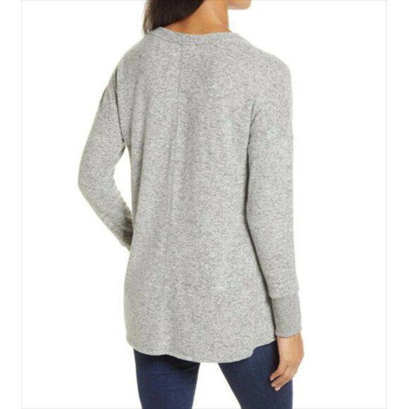 Gibson Cozy V-Neck Tunic in Heather Grey Size XS New with Tags - Picture 2 of 4